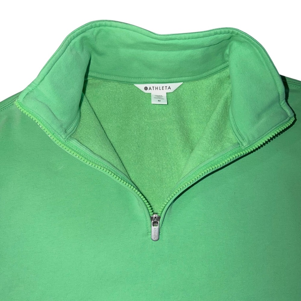Athleta Forever Fleece 1/4 Zip Sweatshirt Valley Green Medium - Picture 6 of 11
